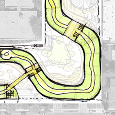 Roofpath network with vertical access points