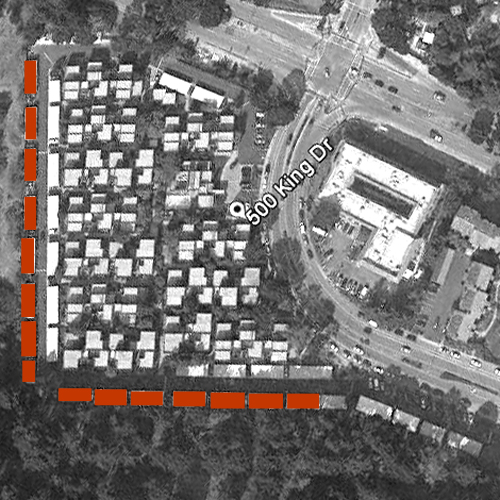 Airspace above residential complex in line with NW-SE runways of SFO International Airport