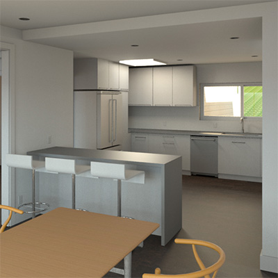 Kitchen/Dining Area Option 1 - Before and After (rendered)