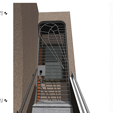 Custom metal front gate with Kitesurf design